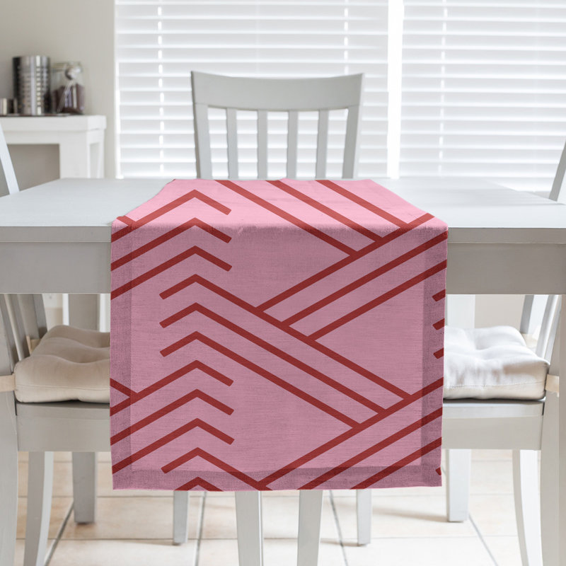 Chemin de table fêtest hol, L 90 po x l 16 po, Rose / rouge foncé, Mélange de coton