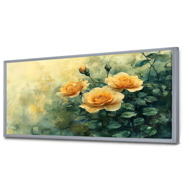 Markowski - Floral Wall Art, Argent argent, H 28 po x l 60 po, Impression encadrée flottante sans passe-partout