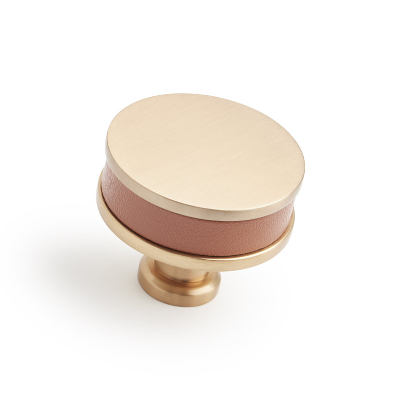 Cuir cognac à poignée ronde 1-1 / 2 "Lazzara, Champagne Bronze