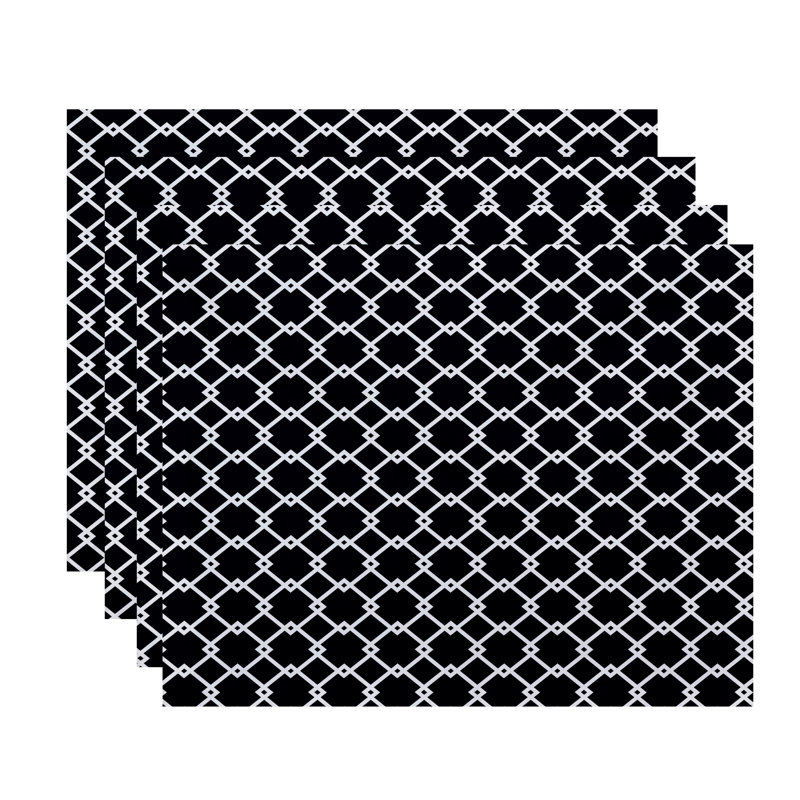 Link Lock Polyester Geometric Rectangle Placemat, Navy Blue