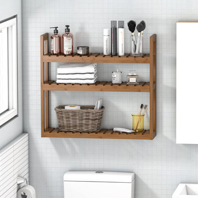 Czarina Bamboo Floating Shelf with Towel Bar