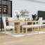 Ensemble de table de salle à manger extensible 6 pièces avec rallonge amovible, chaises rembourrées et banc