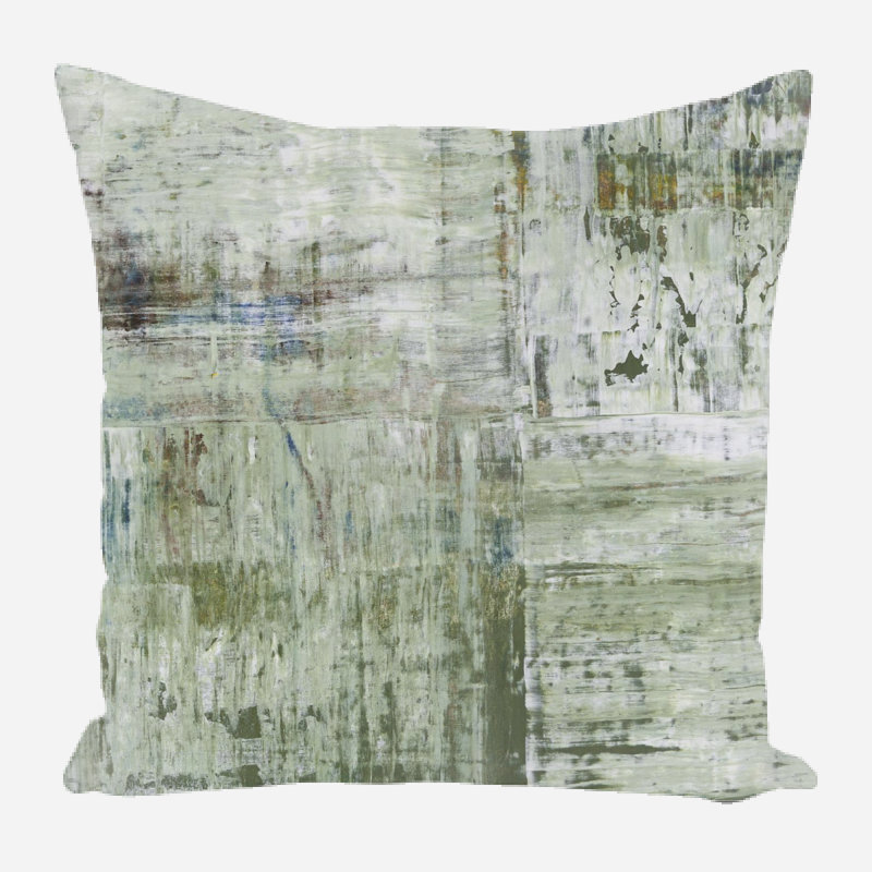 Gypsy Linen Pillow Cover & Insert, 15" x 15", Green/Gray, Square