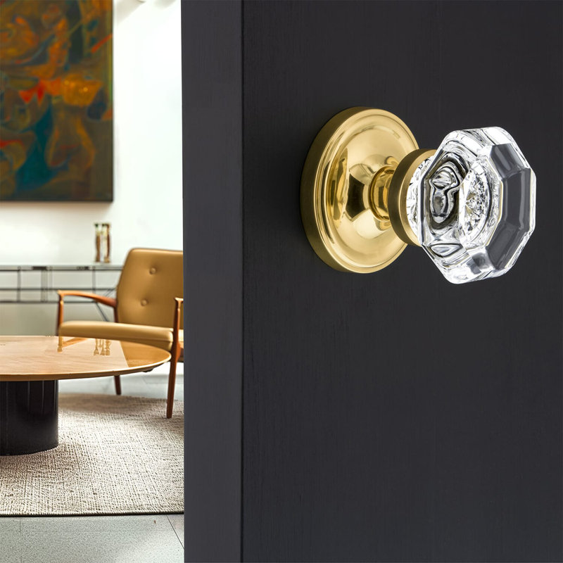 Classic Rosette with Waldorf Door Knob, Polished Brass, 2-3/4”
