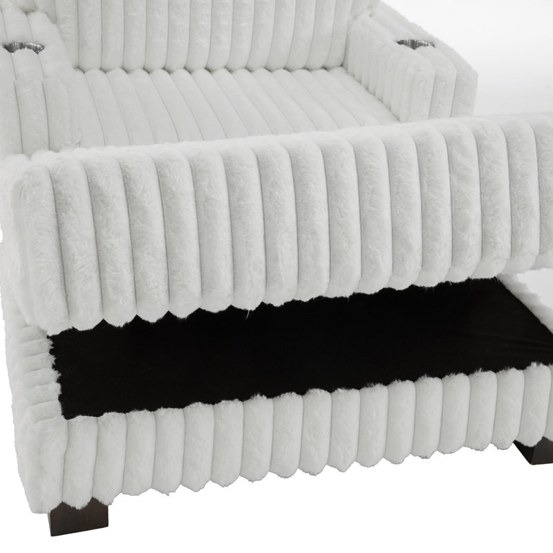 Chaise longue d'intérieur en fausse fourrure, Beige, Faux Fur
