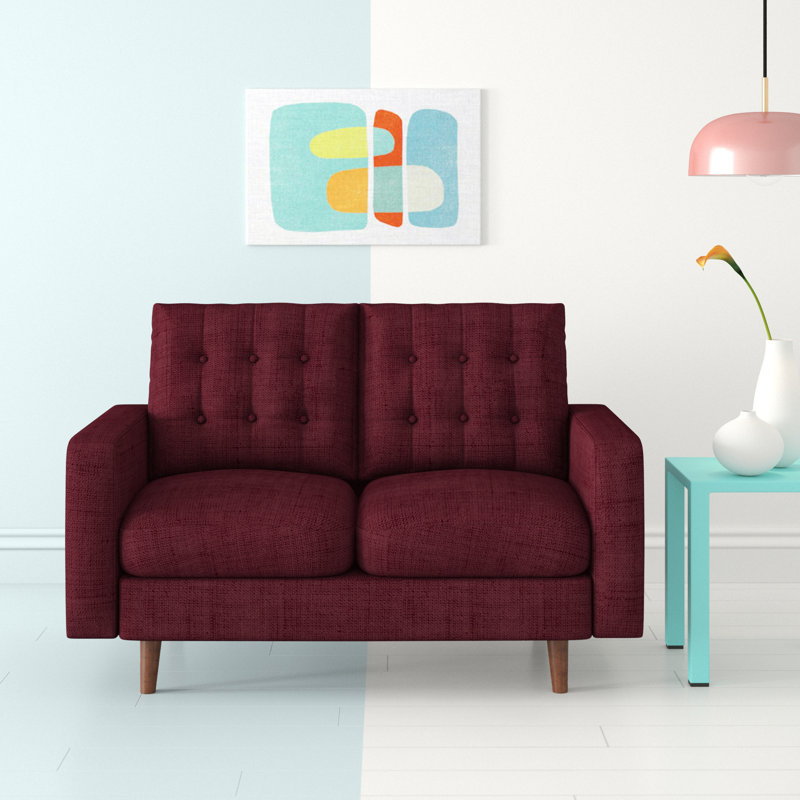 Benaniah Upholstered 50.4'' Loveseat, Burgundy Polyester