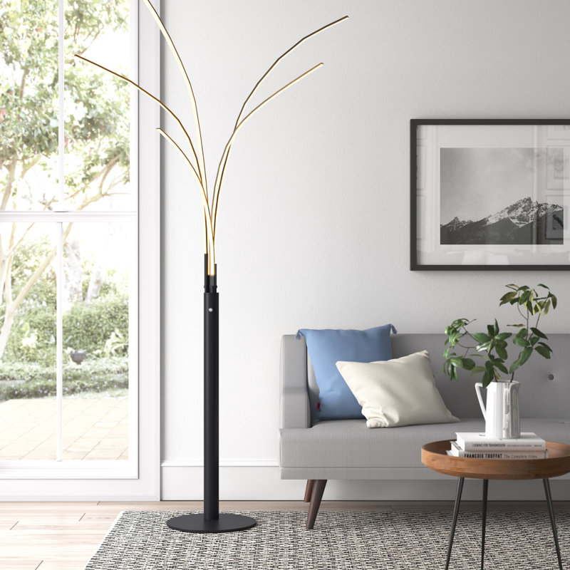 Petit 94'' LED Tree Floor Lamp with USB, Matt Black