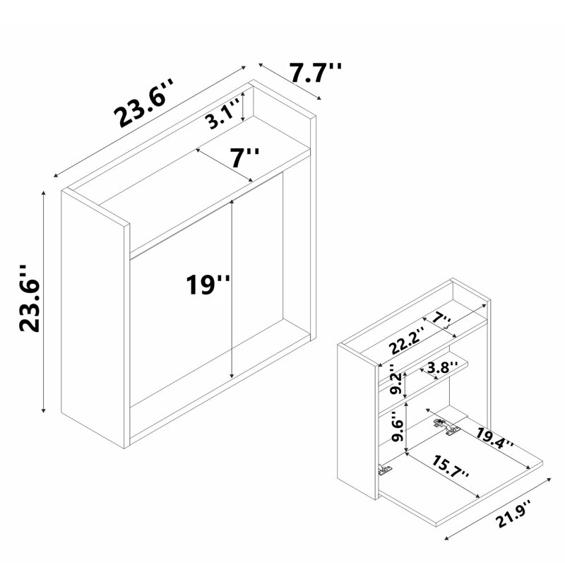 Gizell 24'' W Rectangle Floating Study Desk With Cabinet