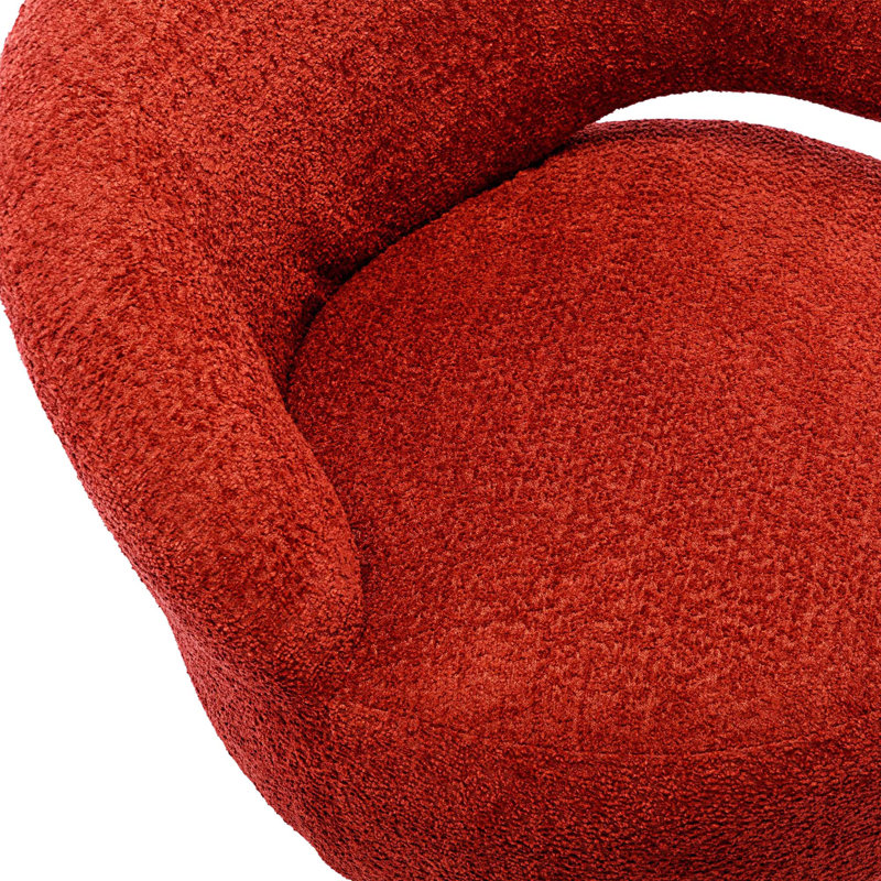 Fauteuil demi-tonneau pivotant rembourré, H 28,74 po x l 27,17 po x P 27,17 po, Rouge