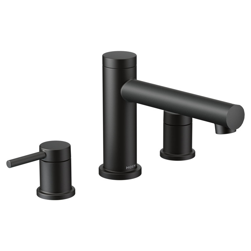Align Double Handle Deck Mounted Roman Tub Faucet Trim, Matte Black