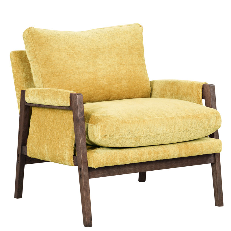 Fauteuil confortable jaune de style Mid-Century moderne pour le cinéma maison et le salon, Jaune