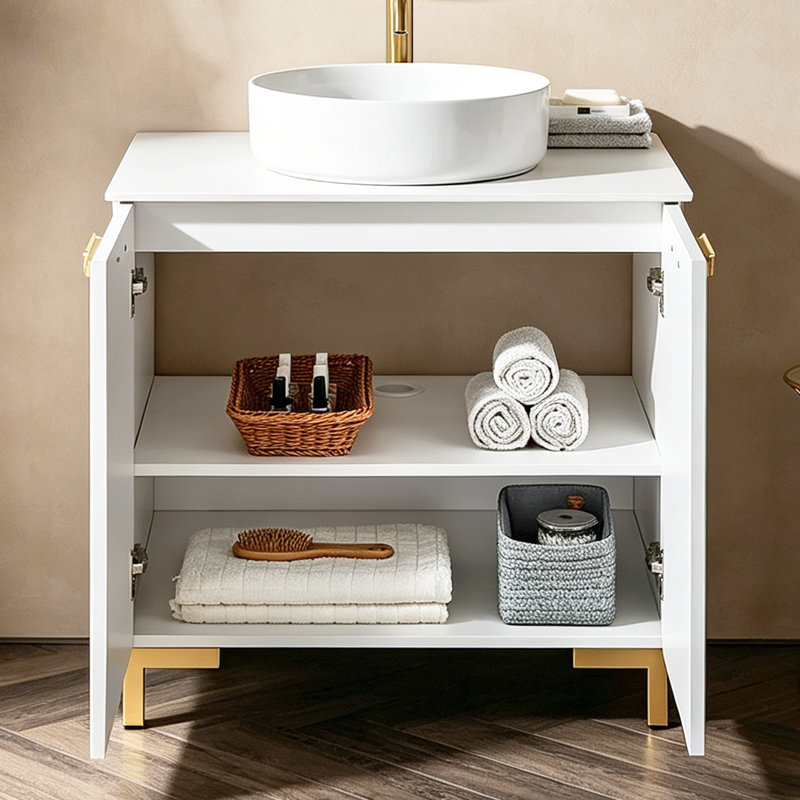 Meuble-lavabo vasque 30 po blanc moderne