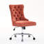 Chaise de bureau rembourrée en chenille orange moderne, pivotant, base en métal, coussin à rebond élevé, boutons tirés à la main, garniture cloutée décorative, confort d'étude-649631873