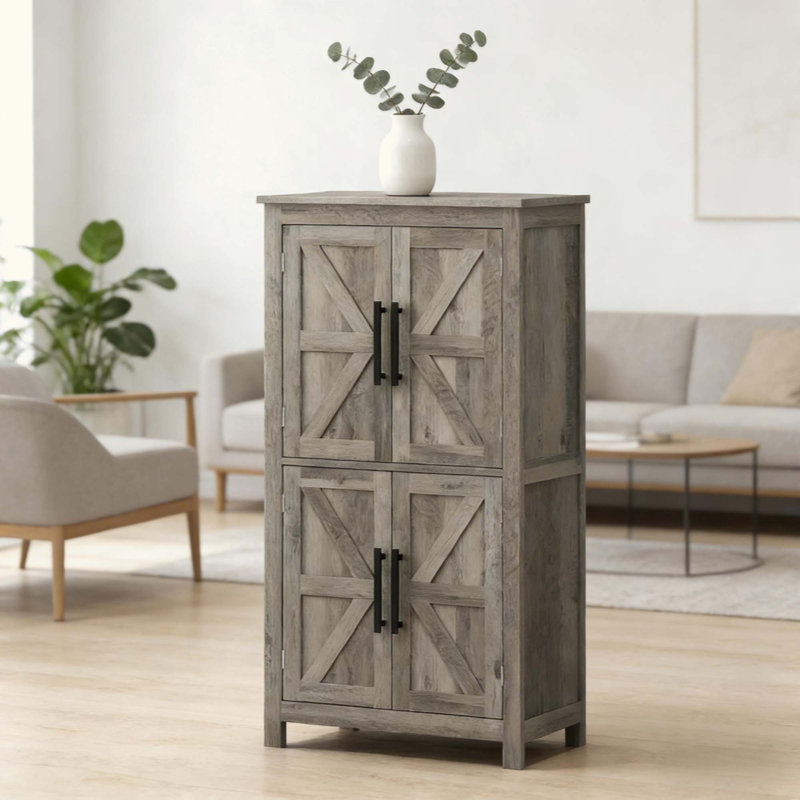 Armoire de rangement Rustic Home, armoire de cuisine, armoire de rangement autoportante, Gris clair