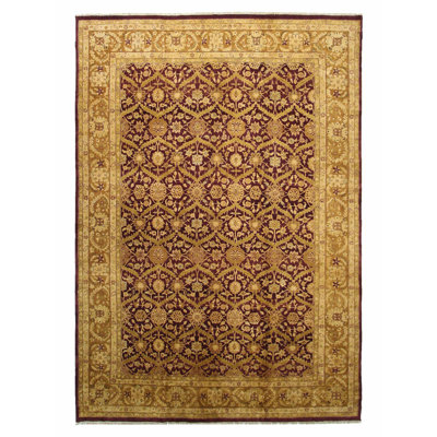 Estate Hand Knotted Egplant /Gold 14x20 Oversize Rug