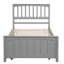 Lit plateforme simple avec lit gigogne gris et bois massif pour une chambre à coucher confortable et confortable-1158489886