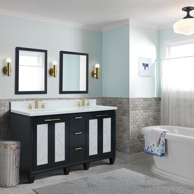 Schreck 61"" Double Bathroom Vanity Set with Mirror -  Rosdorf Park, 6818E5AD5A2B4AF5837C3781B1AF1DCA