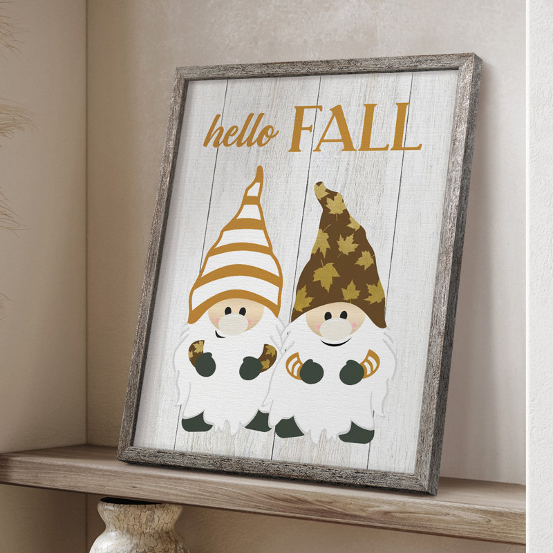Harvest Gnomes, reproduction encadrée - bois massif, H 11 po x l 9 po