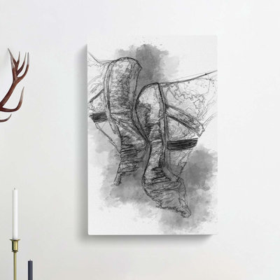 The Feet of a Ballet Dancer in Abstract - Wrapped Canvas Drawing - Wrapped Canvas