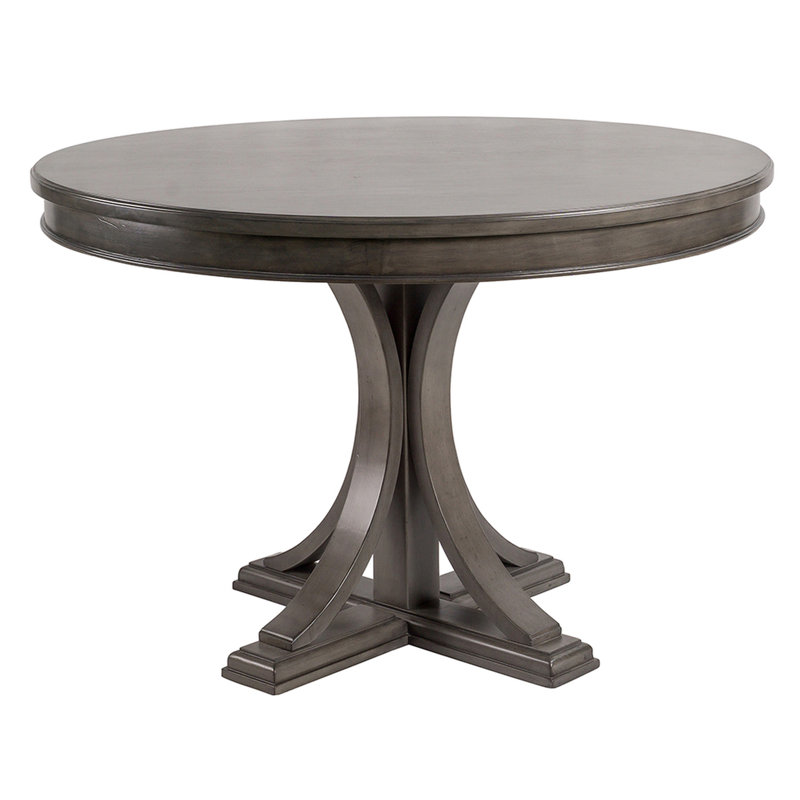 Table ronde de 44 po avec finition crème antique, placage en bois massif et pieds, salle à manger, 4 à 6 places assises, table d'assemblage requise, crème, outils supérieurs inclus