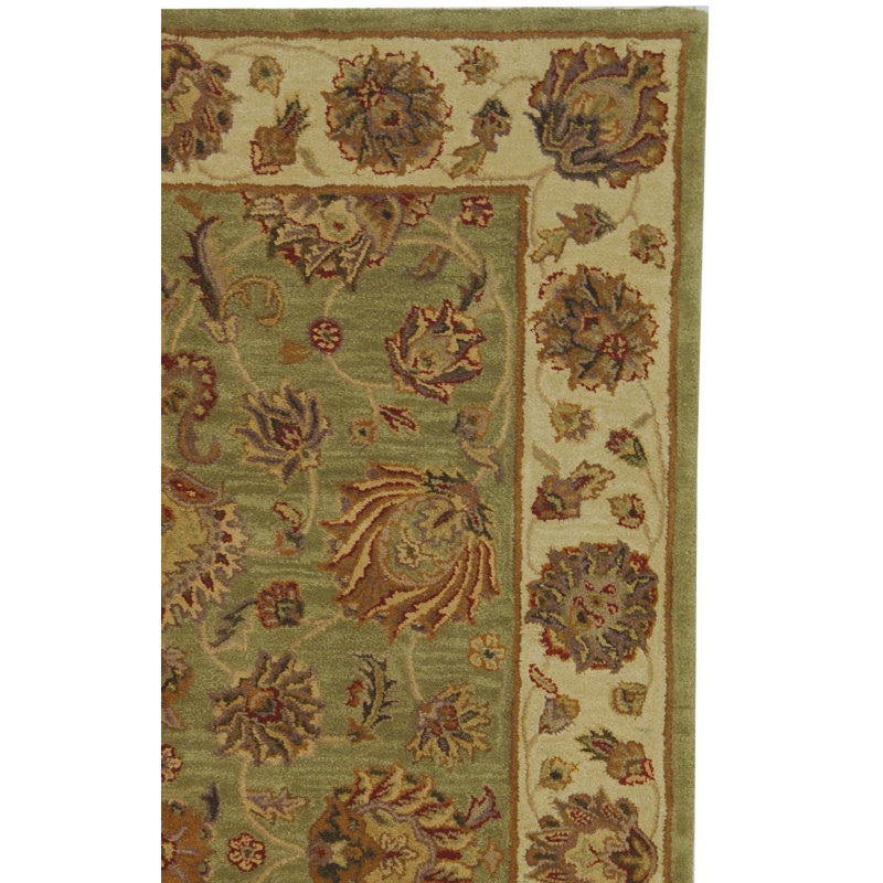 Tapis vert / doré en laine touffeté à la main Cranmore, Rectangle 5 pi x 8 pi