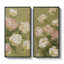 Textures de pivoines impressionnistes texturées en vert pastel - ensemble de 2 reproductions d'art encadrées sur toile 60 po x 20 po x 2 pièces, 60 po x 30 po x 2 pièces-1099523734-1099765570