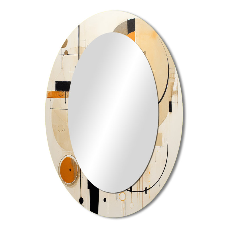 A Sense Of Timelessness Watercolor Yellow Black II - Modern Oval Wall Mirror, 36" x 24"