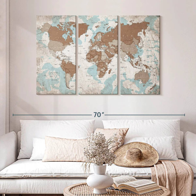 Keiri Geographic World Map VI, 32" H x 50" W