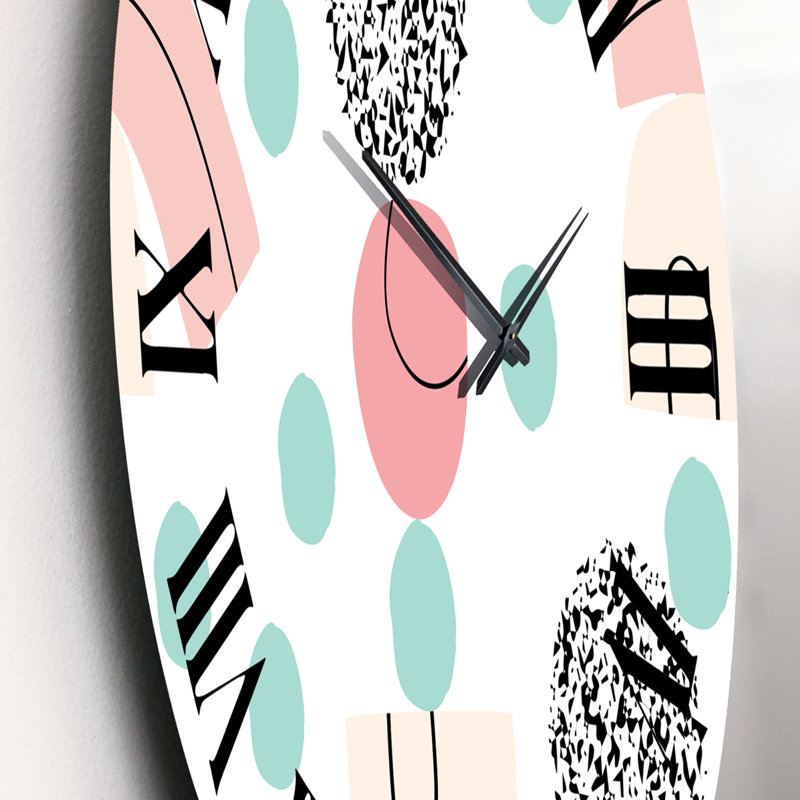 Organique et éléments dans des tons pastel - horloge murale moderne, Moyen