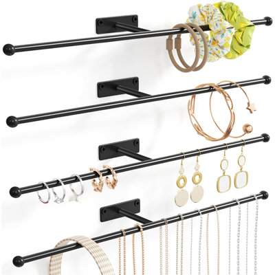 Wall Hanging Jewelry Organizer, 12.6'' Necklace Holder,Black 4-Pack