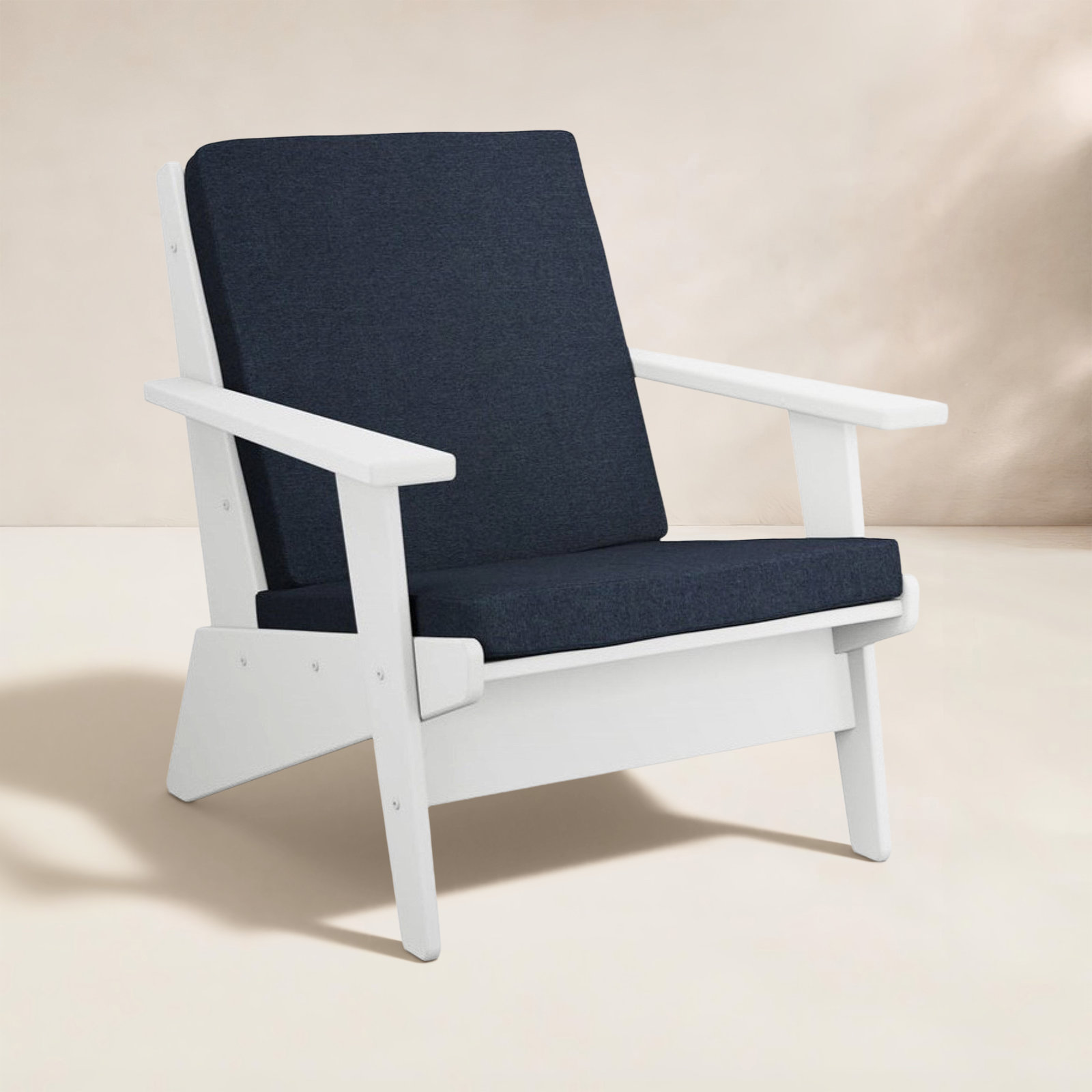 Riviera Modern Lounge Chair, Marine Indigo, White