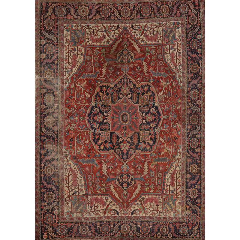 Tapis traditionnel pré-1900 à teinture végétale 10 x 12