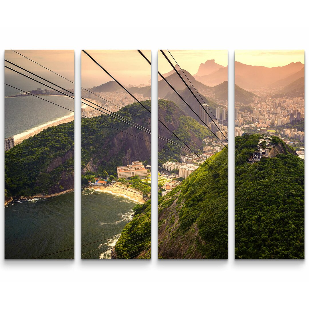 4-tlg. Leinwandbilder-Set Seilbahn über Rio de Janeiro