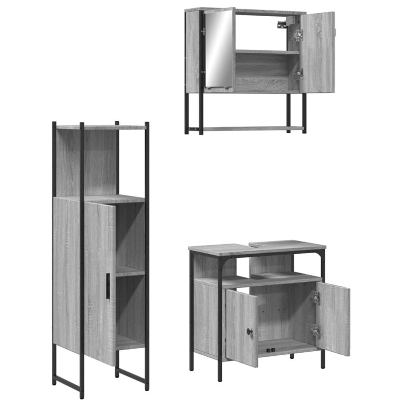 Abentego Bathroom Furniture Suite, Grey Sonoma