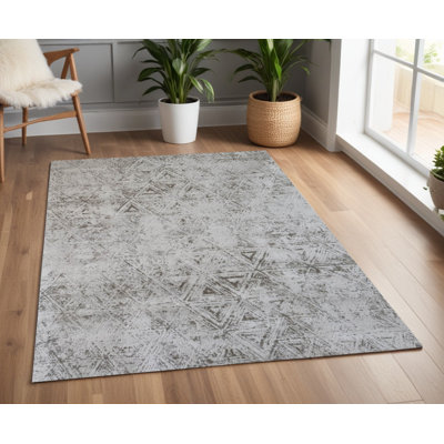 Tapis abstrait crème et beige 4 pi x 6 pi
