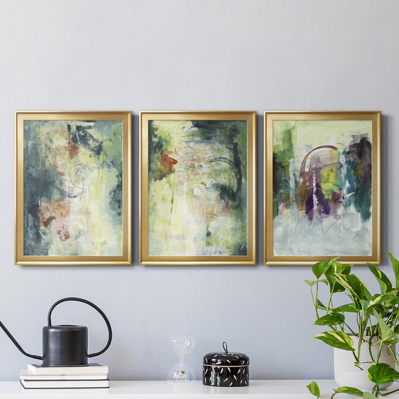Nature's Elements I, reproduction encadrée de qualité supérieure - prête à être accrochée, Or, H 36,5 po x l 79,5 po x P 1 po