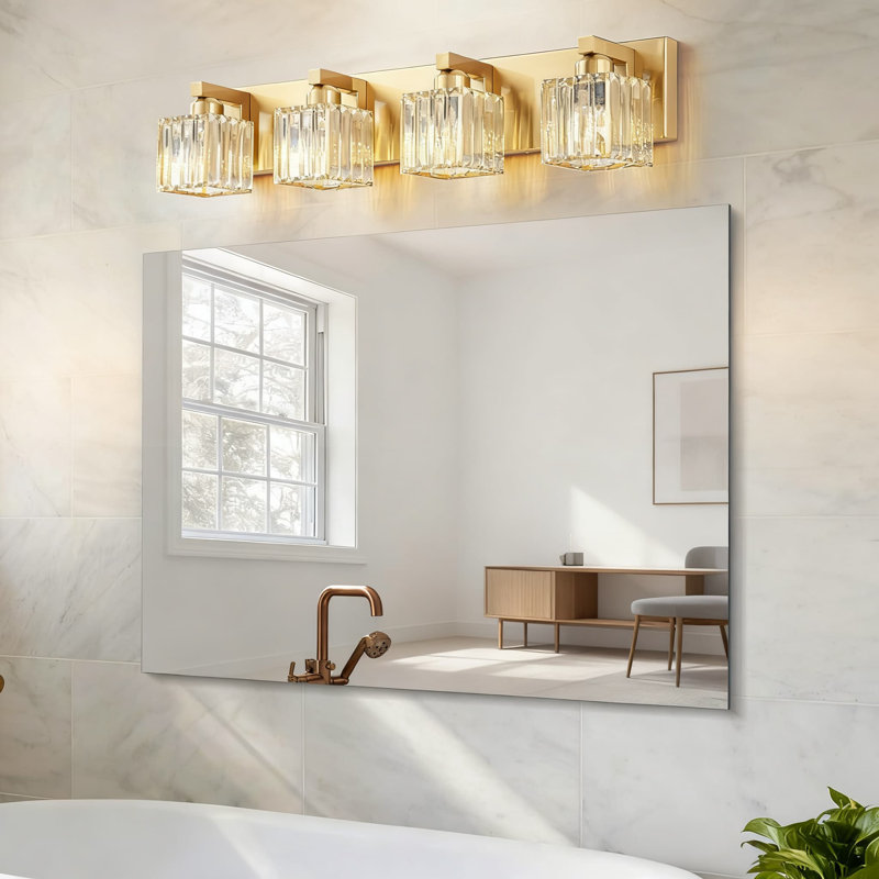 Luminaires de salle de bain Modern Modern, Doré, H 6 po x l 28 po x P 7 po, Quatre lumières