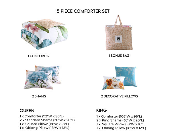 Maia 100% Cotton 5-Piece Reversible Comforter Set