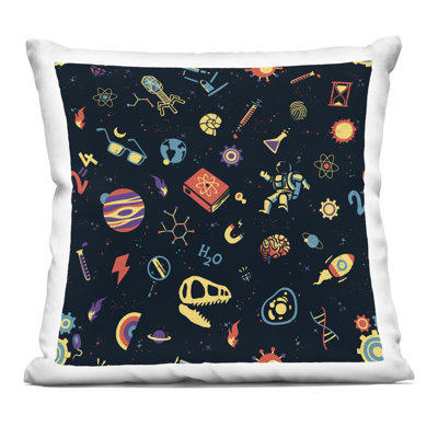 Retro Science Pattern Decorative Printed Throw Pillow, design by Tobe Fonseca