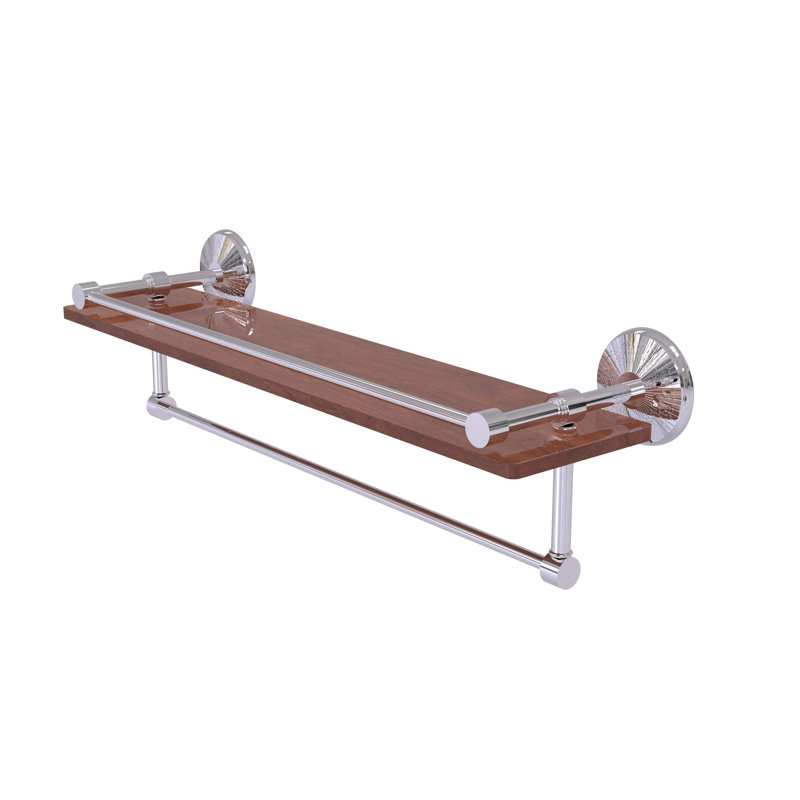 Tilney Bracket Shelf with Towel Bar, Polished Chrome, 5" H x 22" W x 5" D