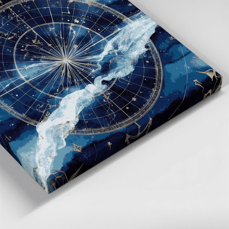 Nautical Star navigation patterns Gray Canvas Wall Art