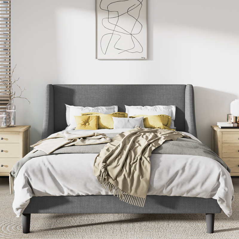 Bowdoin Upholstered Wingback Platform Bed | Modern Style