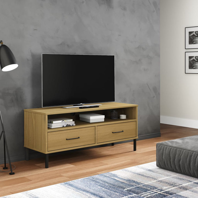 Meuble télé en bois massif pour téléviseur de 48 po ou moins Lahla, Brun
