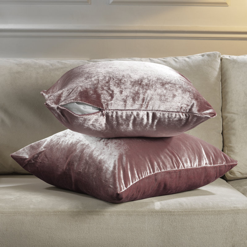 Shiny Velvet Pillow Cover, Carrée, H 18 po x l 18 po, Sangria