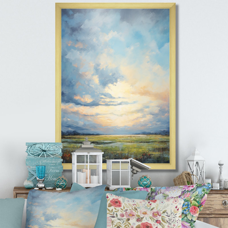 «Alshat Meadow Bold Horizon III», art mural sur toile Meadow, Cadre doré simple, H 40 po x l 30 po x P 1,5 po