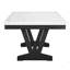 1 table de salle à manger moderne transitionnelle formelle en marbre véritable blanc avec plateau en tréteaux et pieds en bois noir