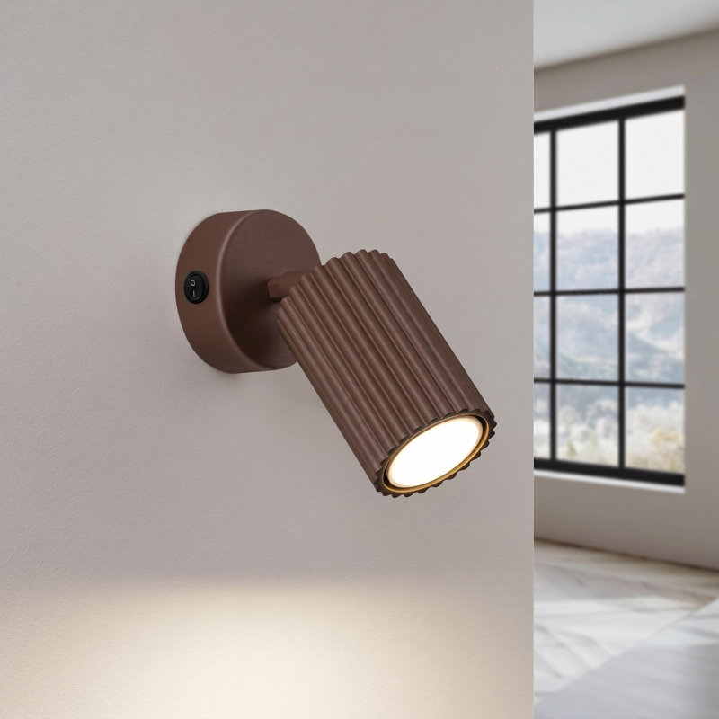 Karbon Aluminium Wall Sconce, Wall lamp KARBON brown with a switch, Brown, 1 Light