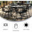 Ensemble de salle à manger de patio 5 pièces avec table carrée en métal 31,5 po et 4 chaises à dossier à lattes empilables, ensemble bistro intérieur / extérieur, noir