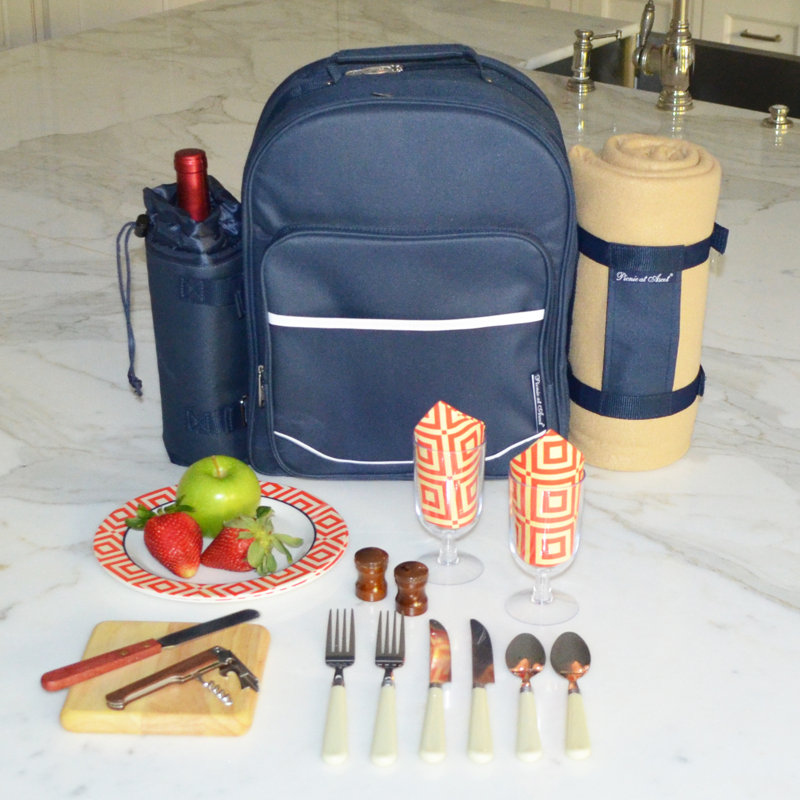 Latitude Run® - Picnic Backpack Soft Sided Cooler Equipped For Two With Blanket