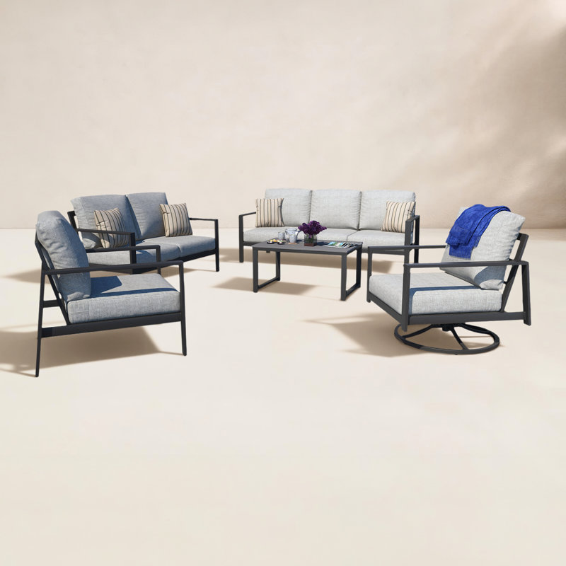 Townsend Sofa Seating Group with Sunbrella® Cushions, Canvas Granite Sunbrella® Canvas, Gray